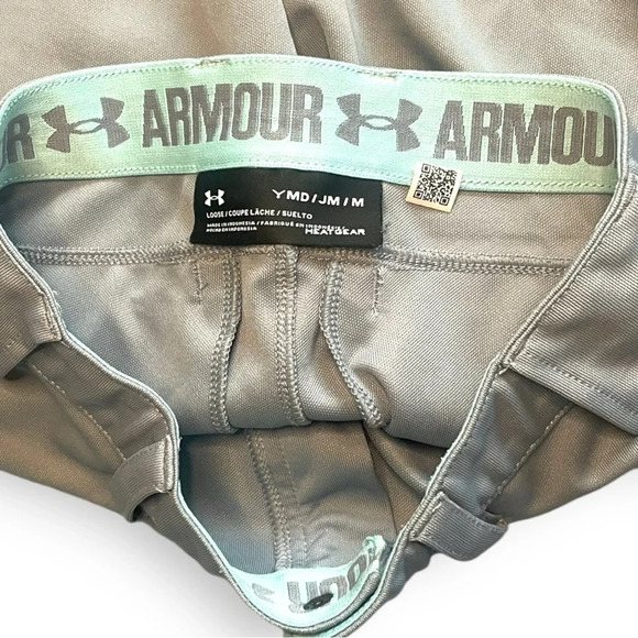 Under Armour Youth Medium Baseball Pants Gray Elastic Hem HeatGear - Picture 8 of 10